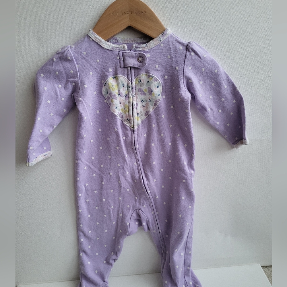 6m Carter's Lavender Baby Footie with Floral Accents